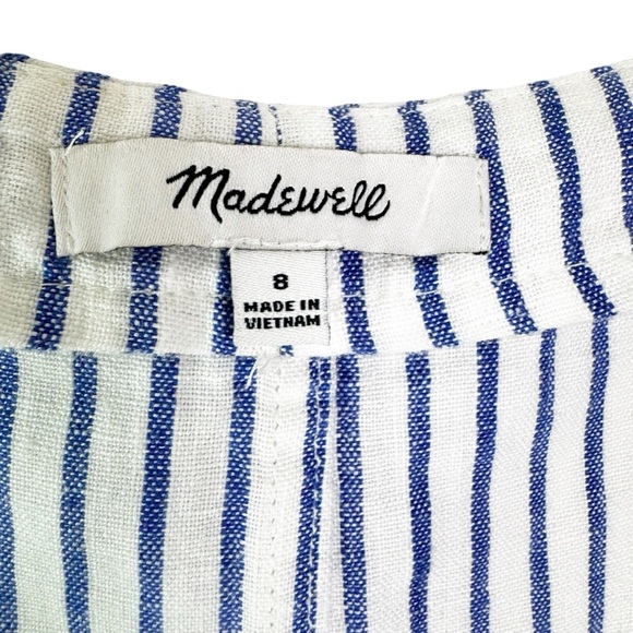 Madewell 100% Linen Scoopneck Stripe Crop Tank in Bluestone Size M - Picture 9 of 12